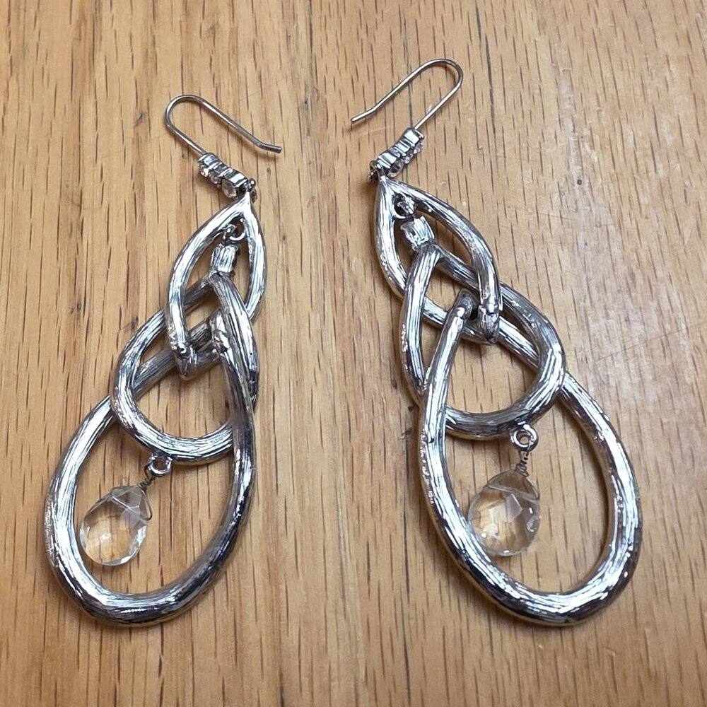 Etsy Silver Tone Beaded Rhinestone Drop Dangle Earrings - Picture 14 of 14